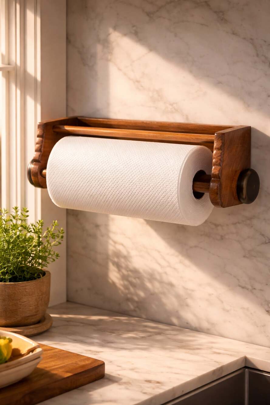Goodwood Genuine Teak Thailand Wall Mounted Hanging Paper Towel Holder